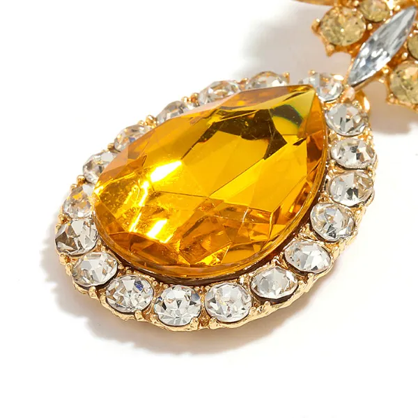 Large Bold Glamorous Colorful Rhinestone Teardrop Earrings