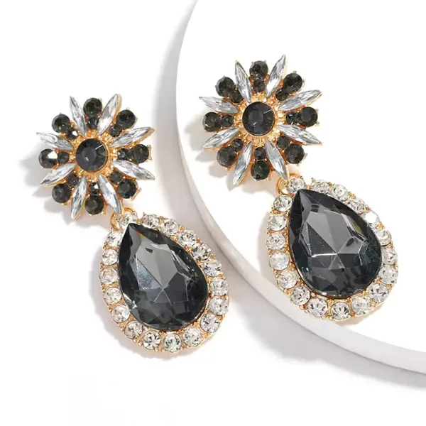 Large Bold Glamorous Colorful Rhinestone Teardrop Earrings