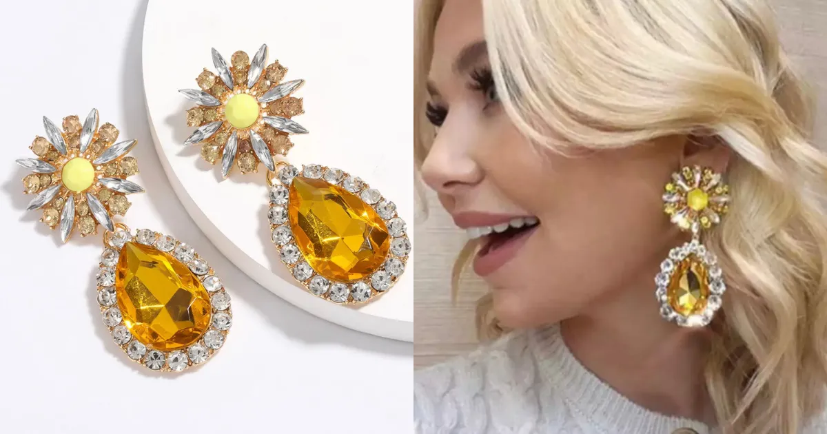 Large Bold Glamorous Colorful Rhinestone Teardrop Earrings