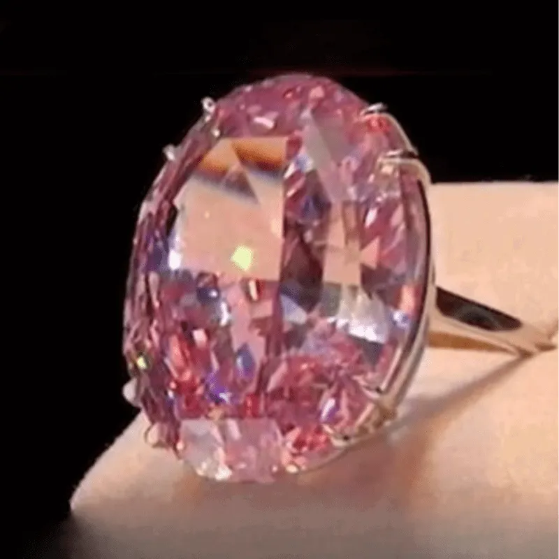 Large Elegant Egg Shape Waterish Zirconia Ring