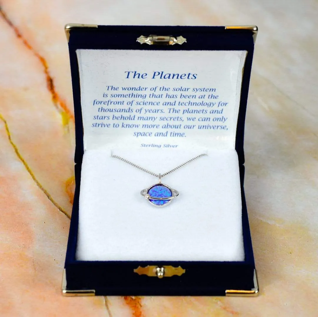 Lavender Opal Saturn  925 Sterling Silver Pendant