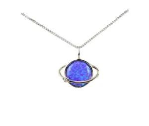 Lavender Opal Saturn  925 Sterling Silver Pendant