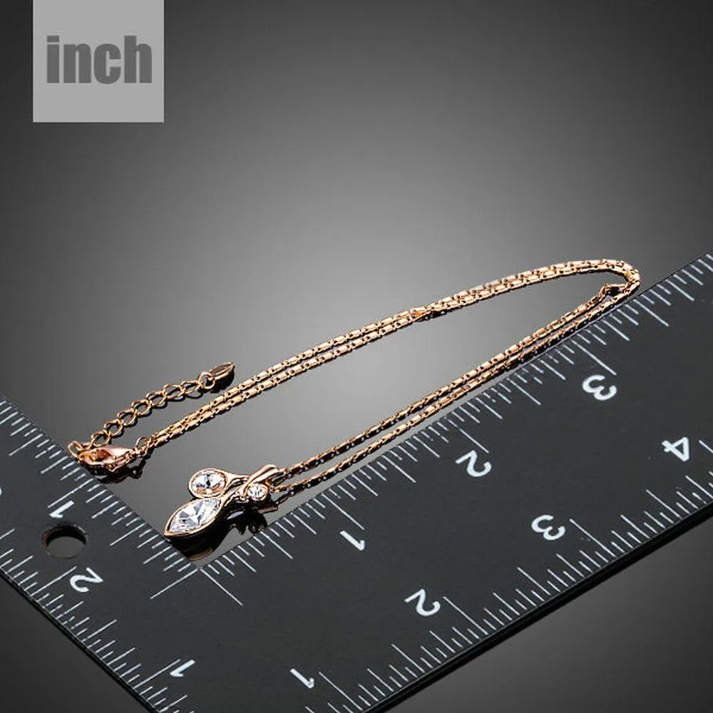 Leaf Shaped Crystal Pendant Necklace