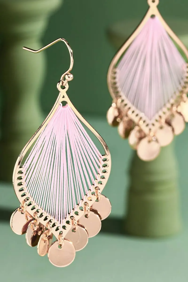 Leaf Shaped Dangle Earrings with Charms: Beige(Beige-gd) / OS