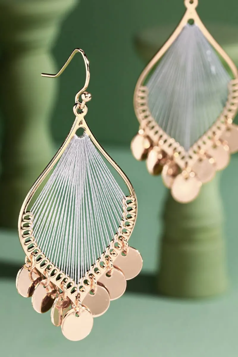 Leaf Shaped Dangle Earrings with Charms: Beige(Beige-gd) / OS