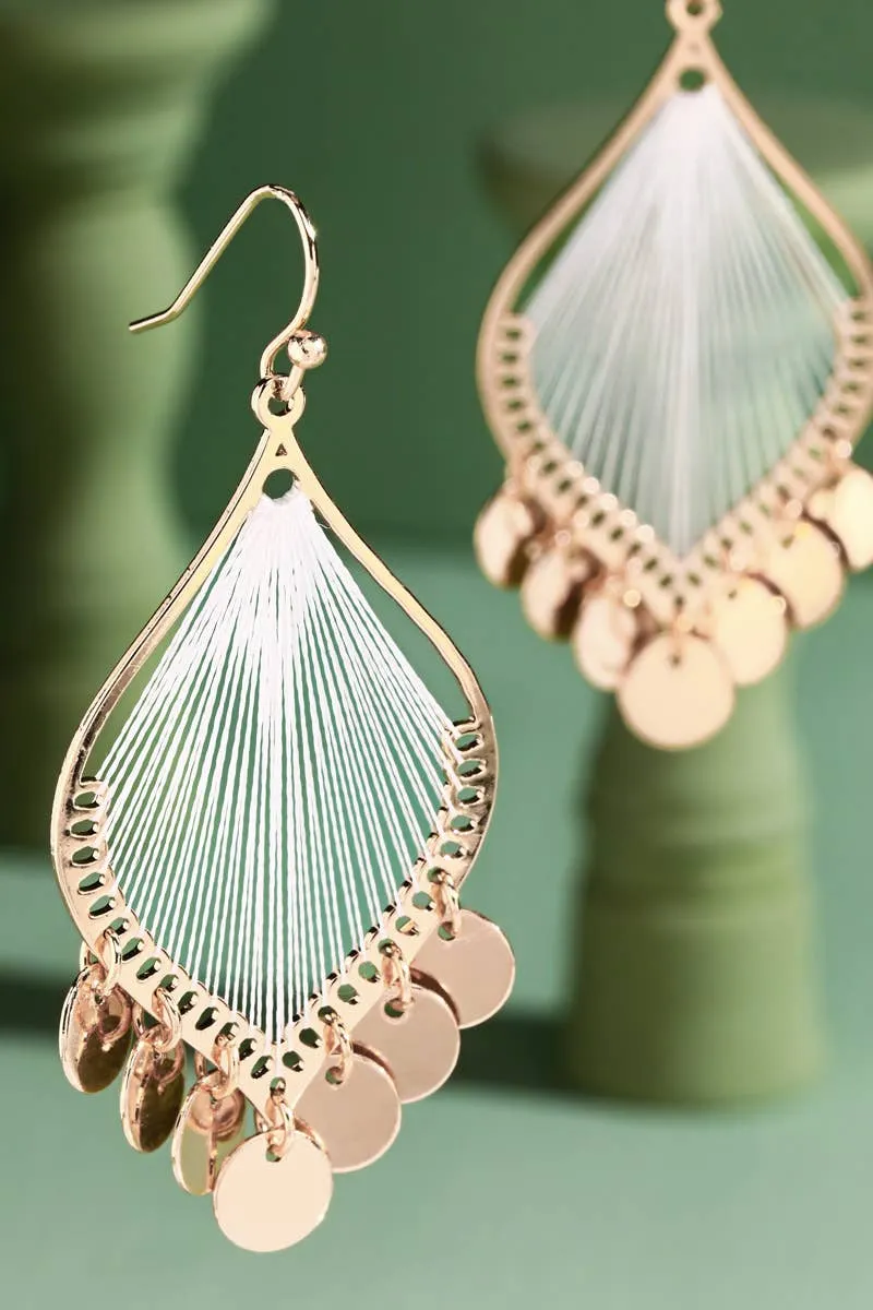 Leaf Shaped Dangle Earrings with Charms: Beige(Beige-gd) / OS