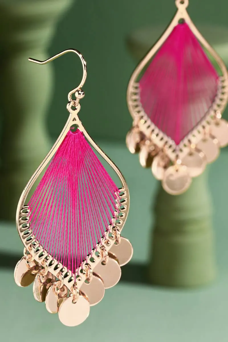 Leaf Shaped Dangle Earrings with Charms: Beige(Beige-gd) / OS