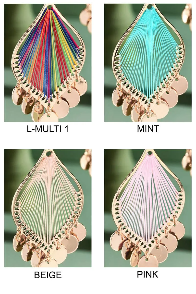 Leaf Shaped Dangle Earrings with Charms: Beige(Beige-gd) / OS
