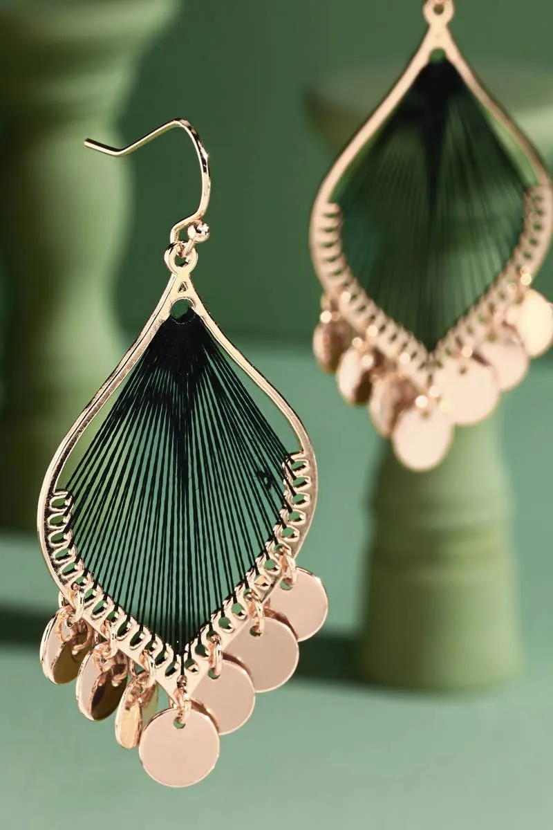 Leaf Shaped Dangle Earrings with Charms: Beige(Beige-gd) / OS
