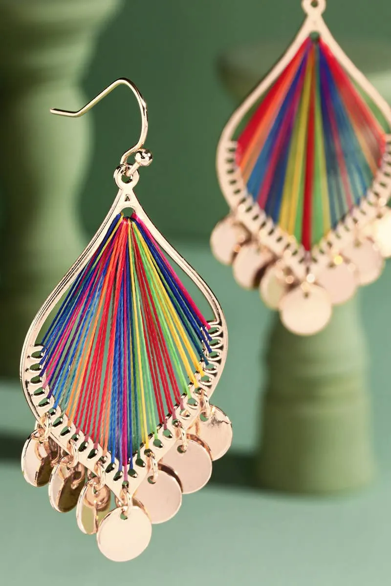 Leaf Shaped Dangle Earrings with Charms: Beige(Beige-gd) / OS