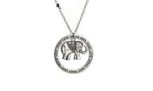 Letter Love Dream Hope Trust Elephant Charm Pendant Necklace