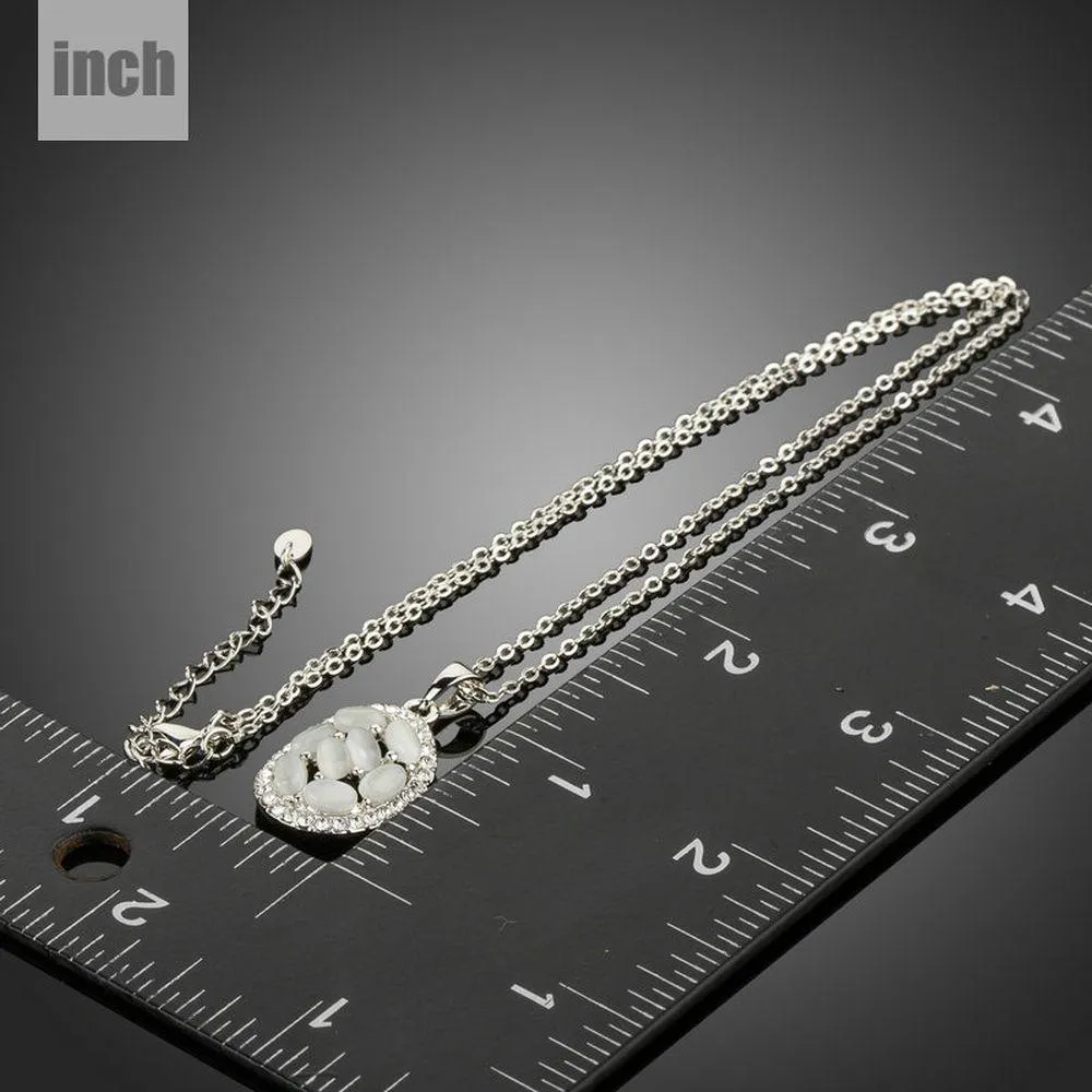 Light Grey Oval Crystal Necklace