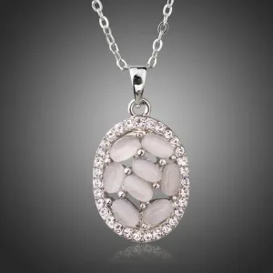 Light Grey Oval Crystal Necklace