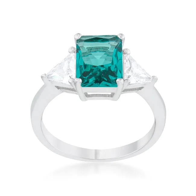 LOVCIA Elegant Aqua Radiant Rhodium Engagement Ring