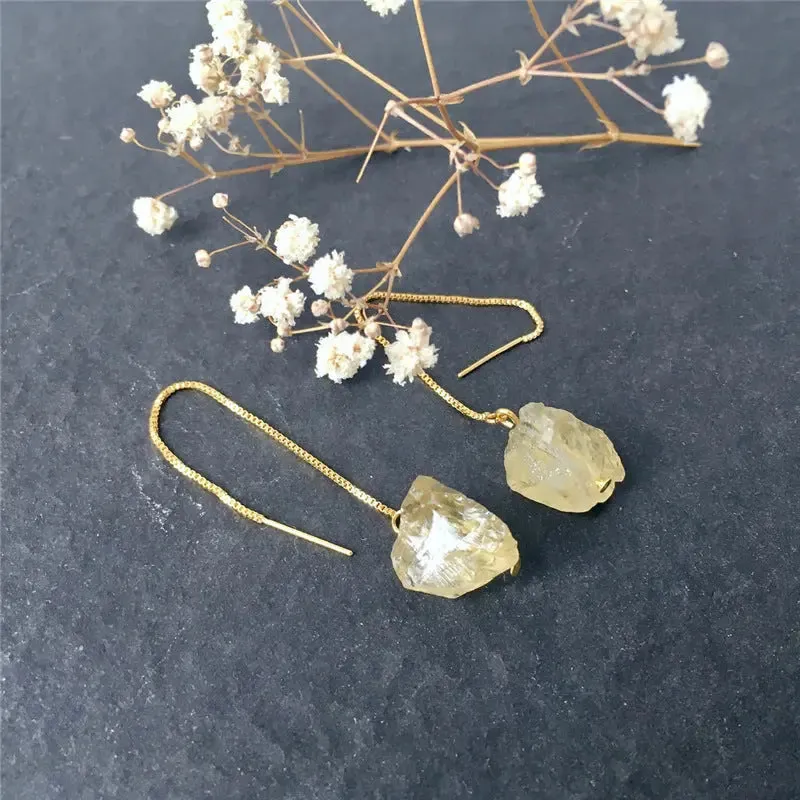 LOVCIA Elegant Electroplated Geometric Crystal Drop Earrings