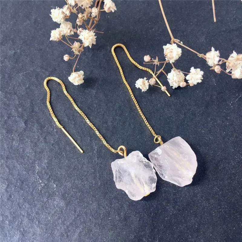 LOVCIA Elegant Electroplated Geometric Crystal Drop Earrings