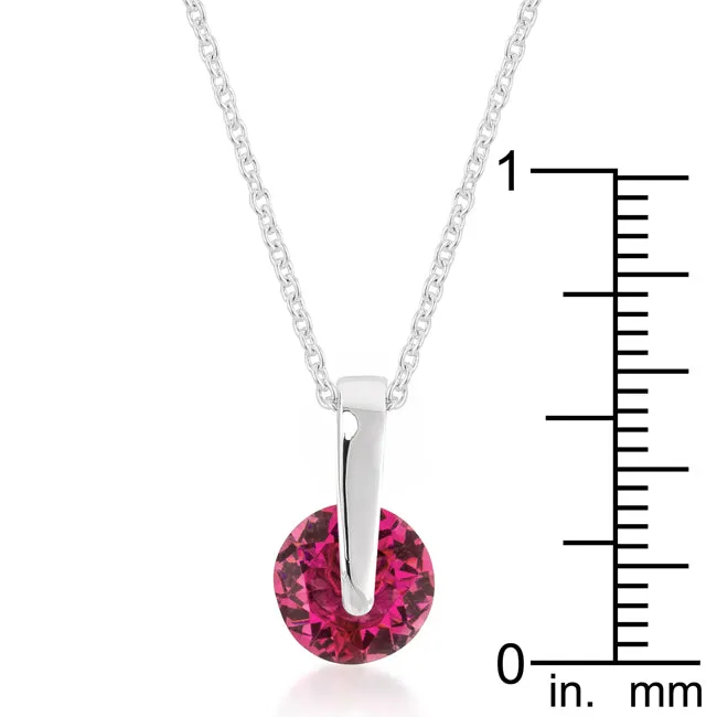LOVCIA Elegant Red Cubic Zirconia Solitaire Pendant with Rhodium Finish