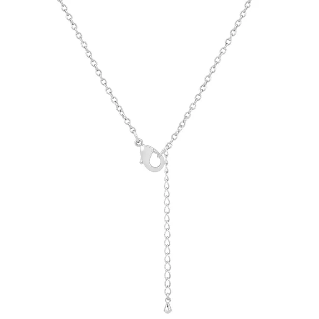 LOVCIA Elegant Red Cubic Zirconia Solitaire Pendant with Rhodium Finish