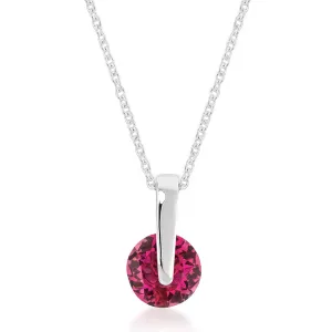 LOVCIA Elegant Red Cubic Zirconia Solitaire Pendant with Rhodium Finish