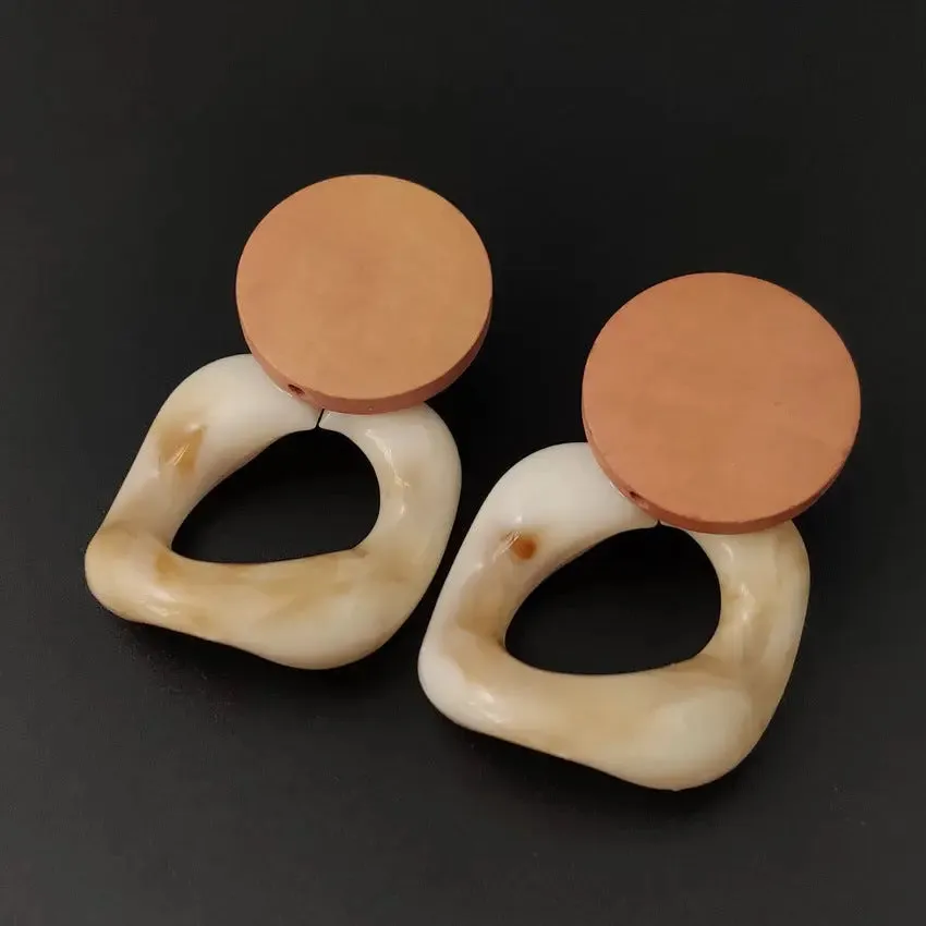 LOVCIA Geometric Wooden Stitching Earrings - Chic Contemporary Design Style Earring