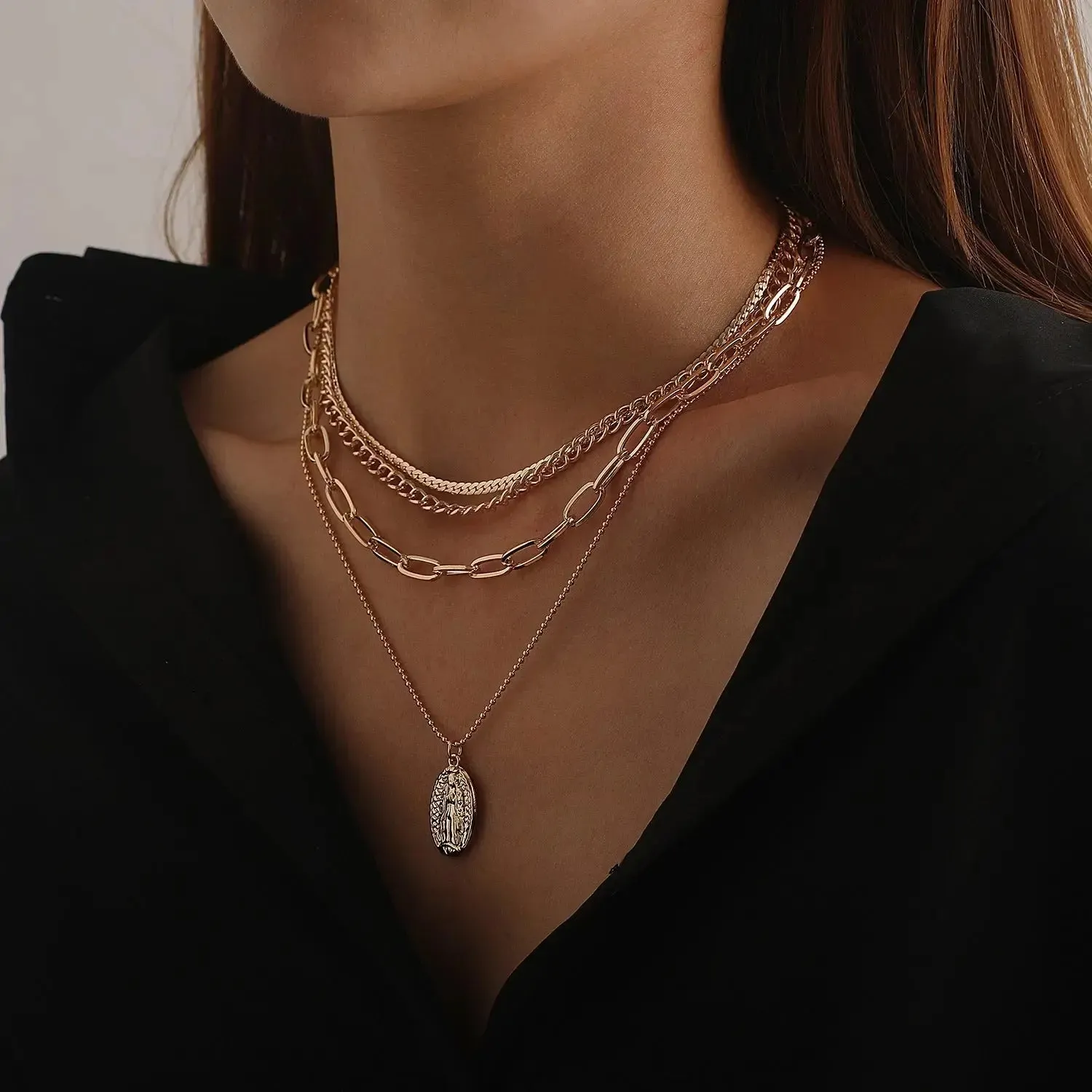 LOVCIA Radiance Exaggerated Multi-layer Chain Necklace for Women