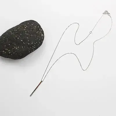 LOVCIA Simple Geometry Square Bar 925 Sterling Silver Necklace