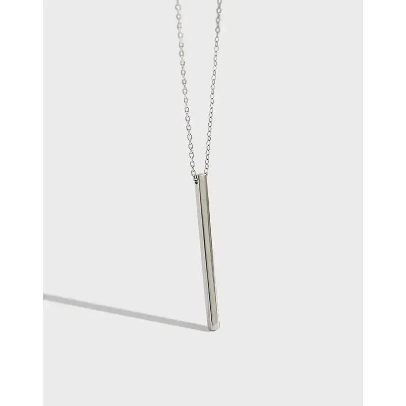 LOVCIA Simple Geometry Square Bar 925 Sterling Silver Necklace