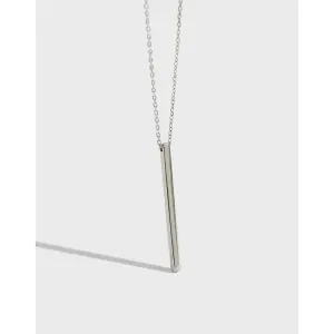 LOVCIA Simple Geometry Square Bar 925 Sterling Silver Necklace