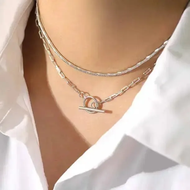 LOVCIA Simple Snake Chain 925 Sterling Silver Necklace