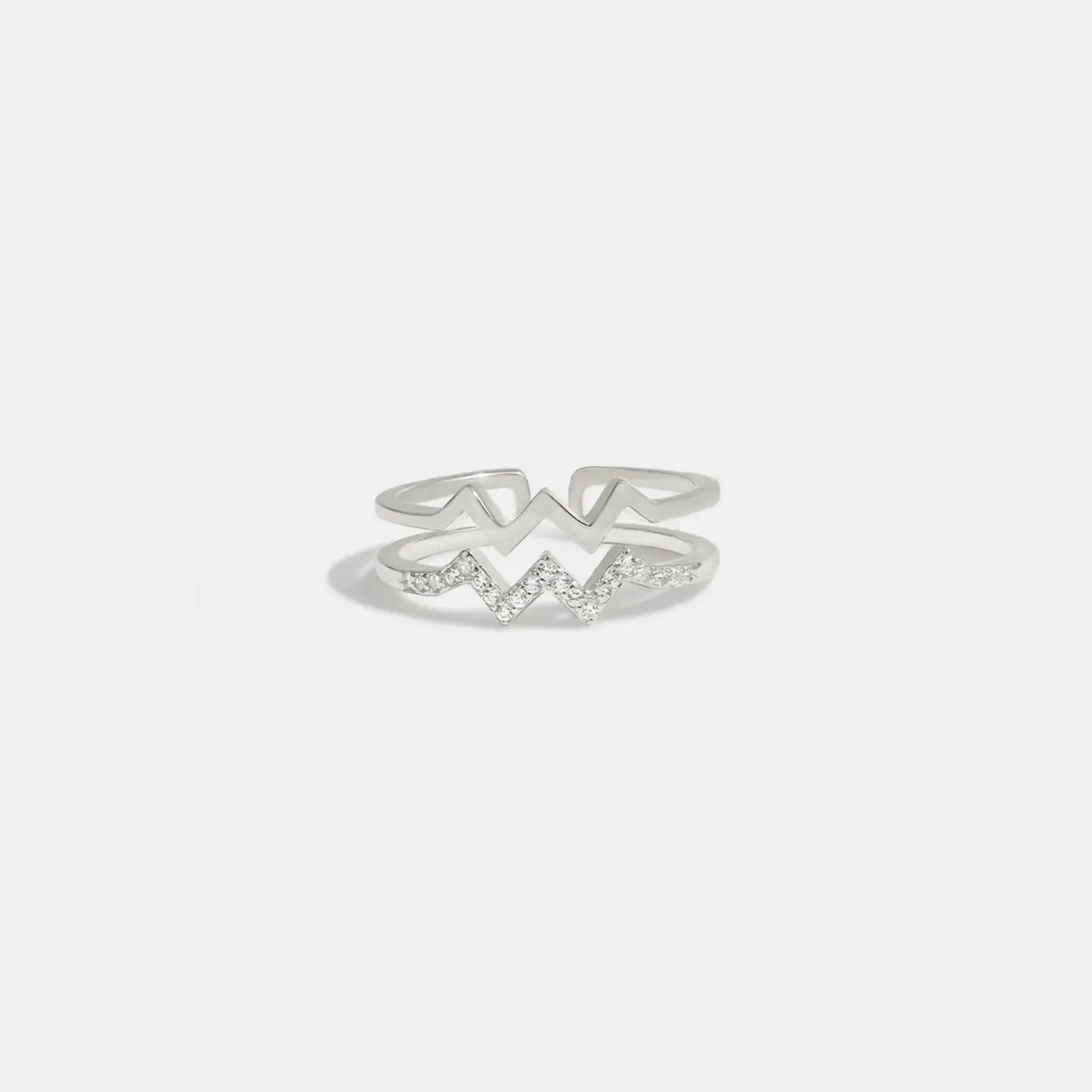 LOVCIA Wave Shape Inlaid Zircon Open Ring