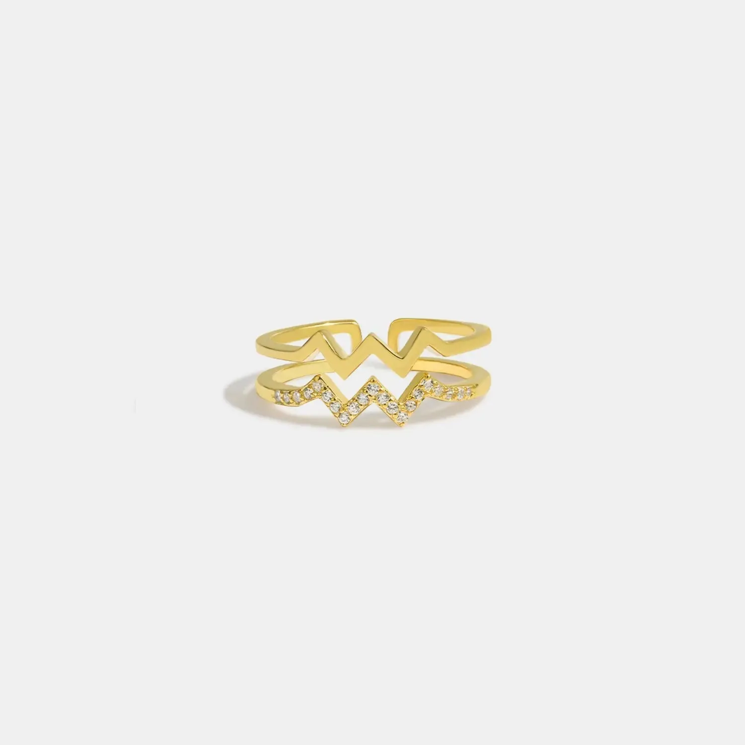 LOVCIA Wave Shape Inlaid Zircon Open Ring