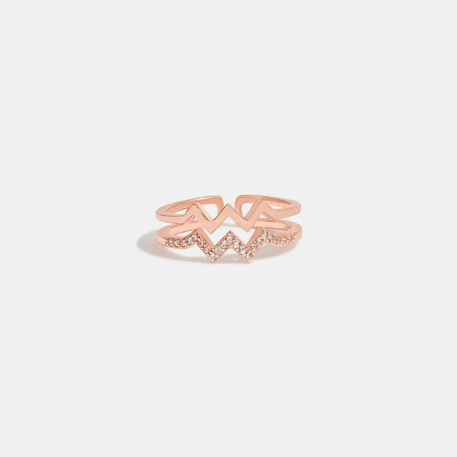 LOVCIA Wave Shape Inlaid Zircon Open Ring