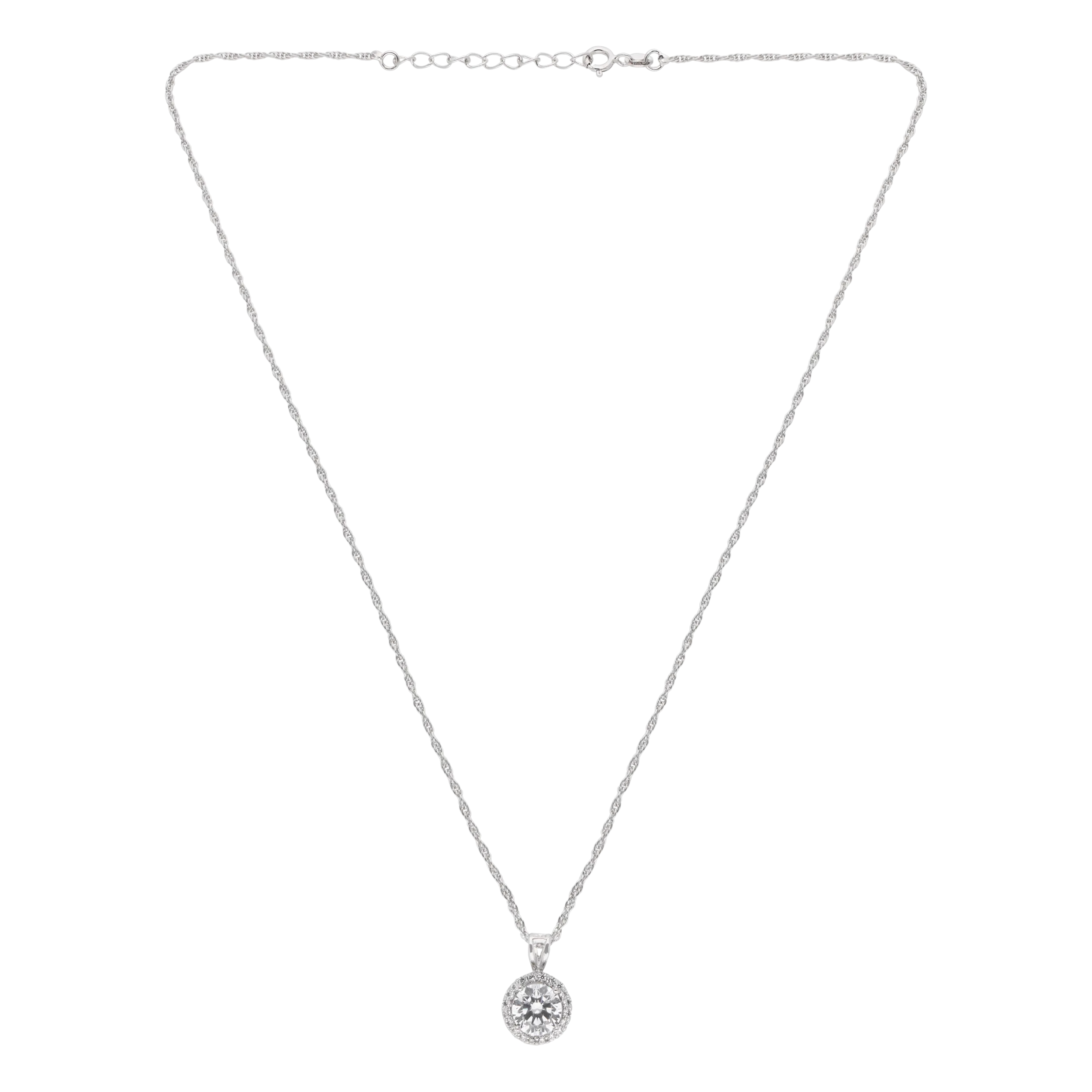 Luminous Charm Sterling Silver Round Cluster Pendant Necklace | SKU : 0003579299, 0021424229, 0021424236