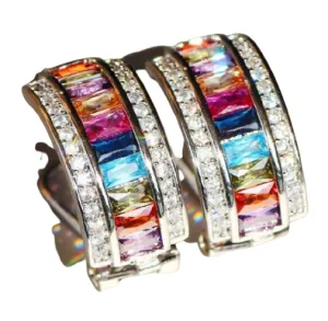 Luxury Colorful Rainbow Circle Stud Earrings