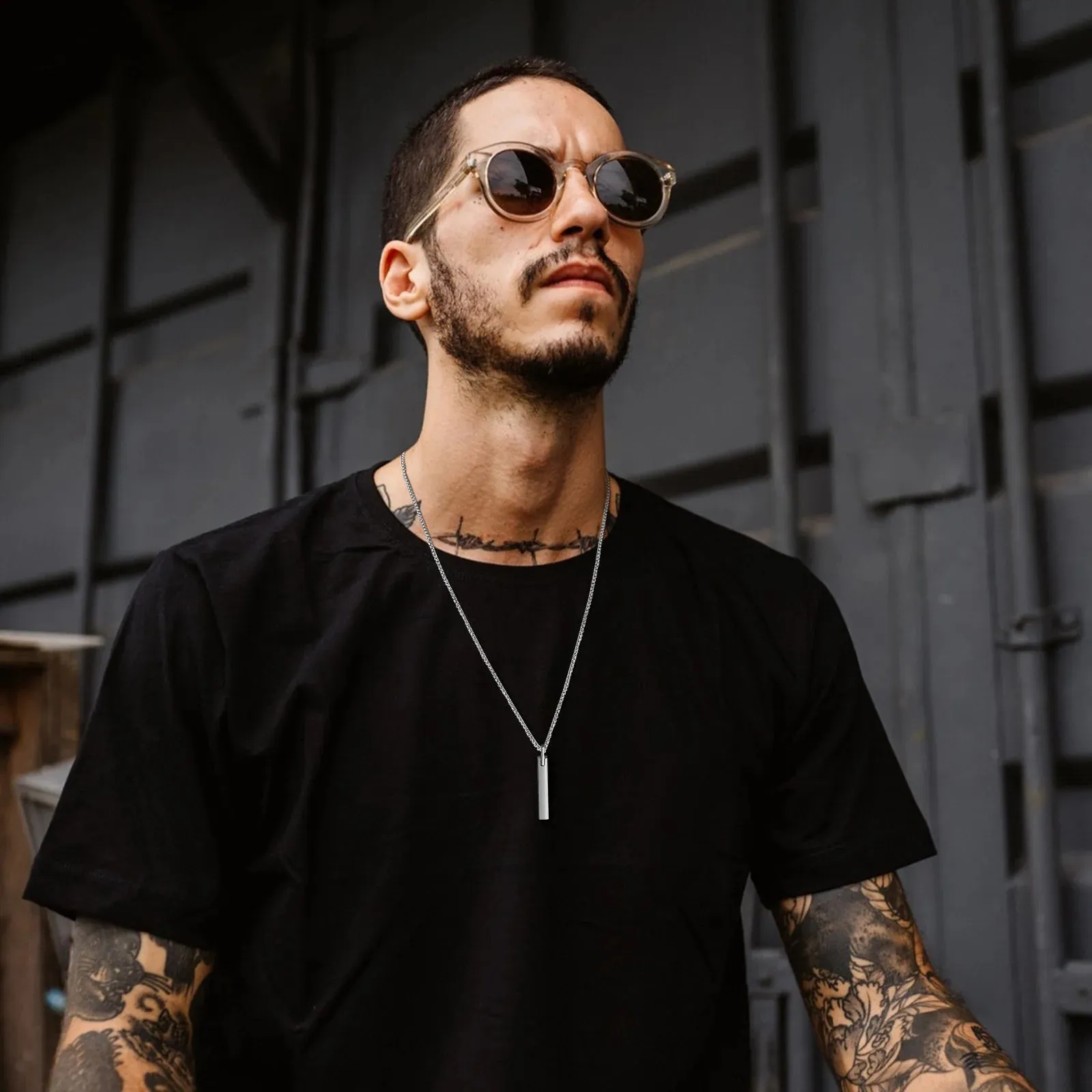Men 3D Vertical Bar Necklaces
