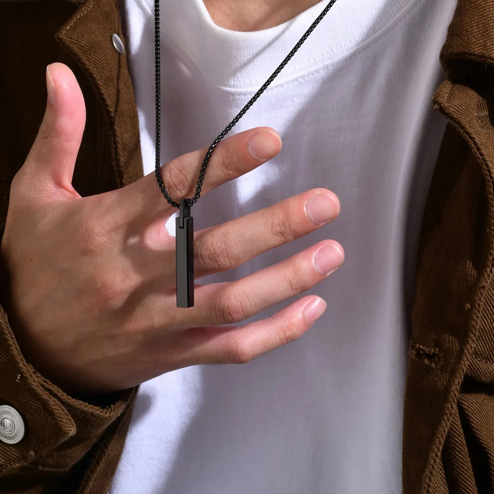 Men 3D Vertical Bar Necklaces