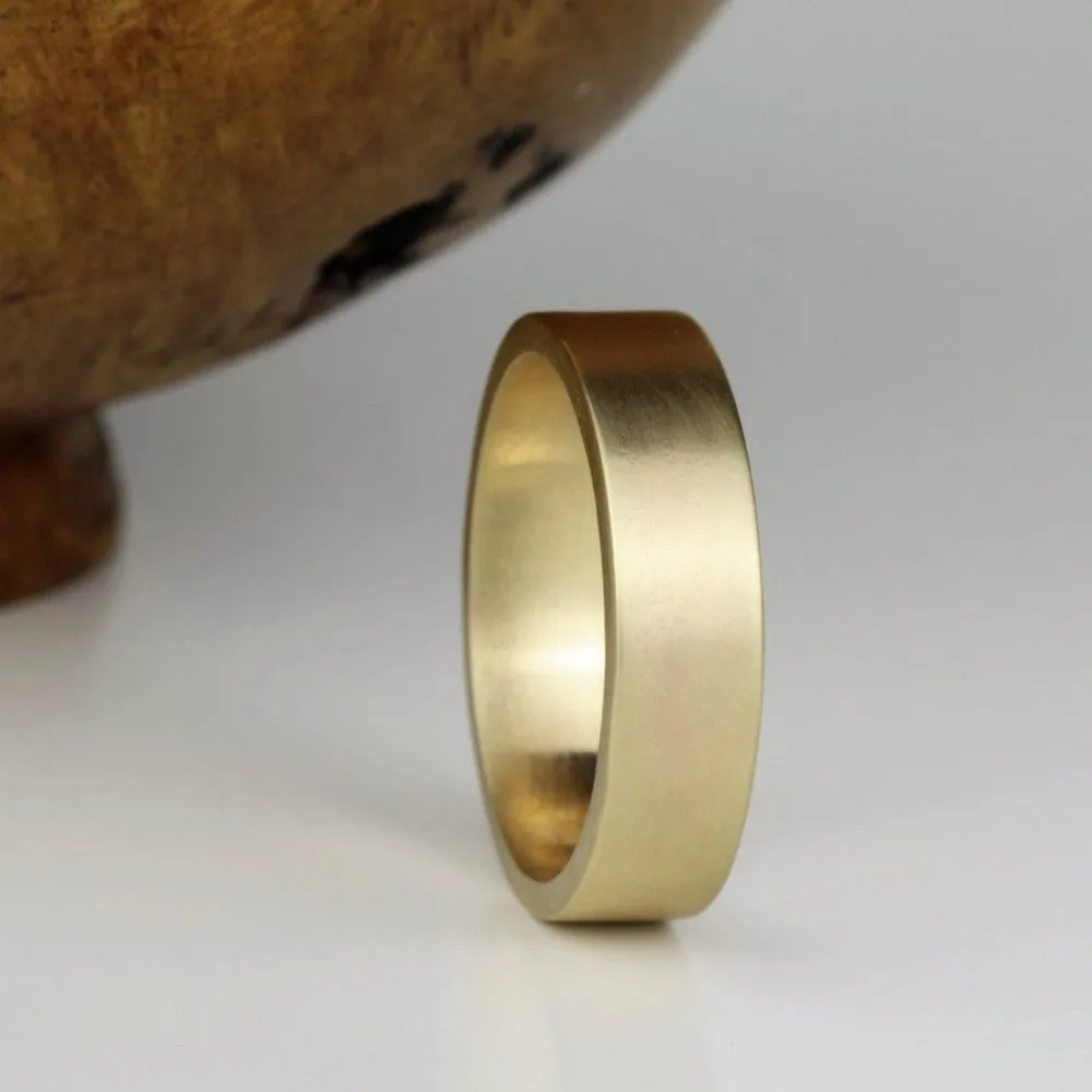 Mens Wide Solid Gold Wedding Ring Band - 6mm