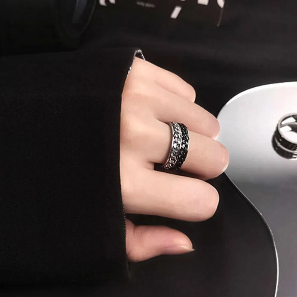 men's women rings stainless color doubled inlayer chains rotating rings ✈️ free.shipping
