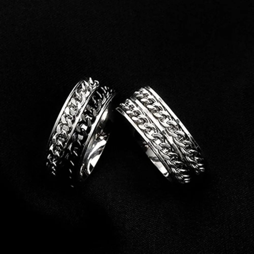 men's women rings stainless color doubled inlayer chains rotating rings ✈️ free.shipping