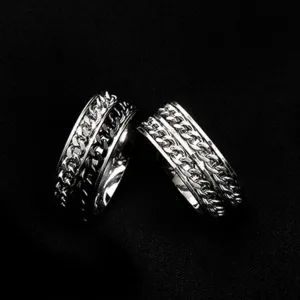men's women rings stainless color doubled inlayer chains rotating rings ✈️ free.shipping
