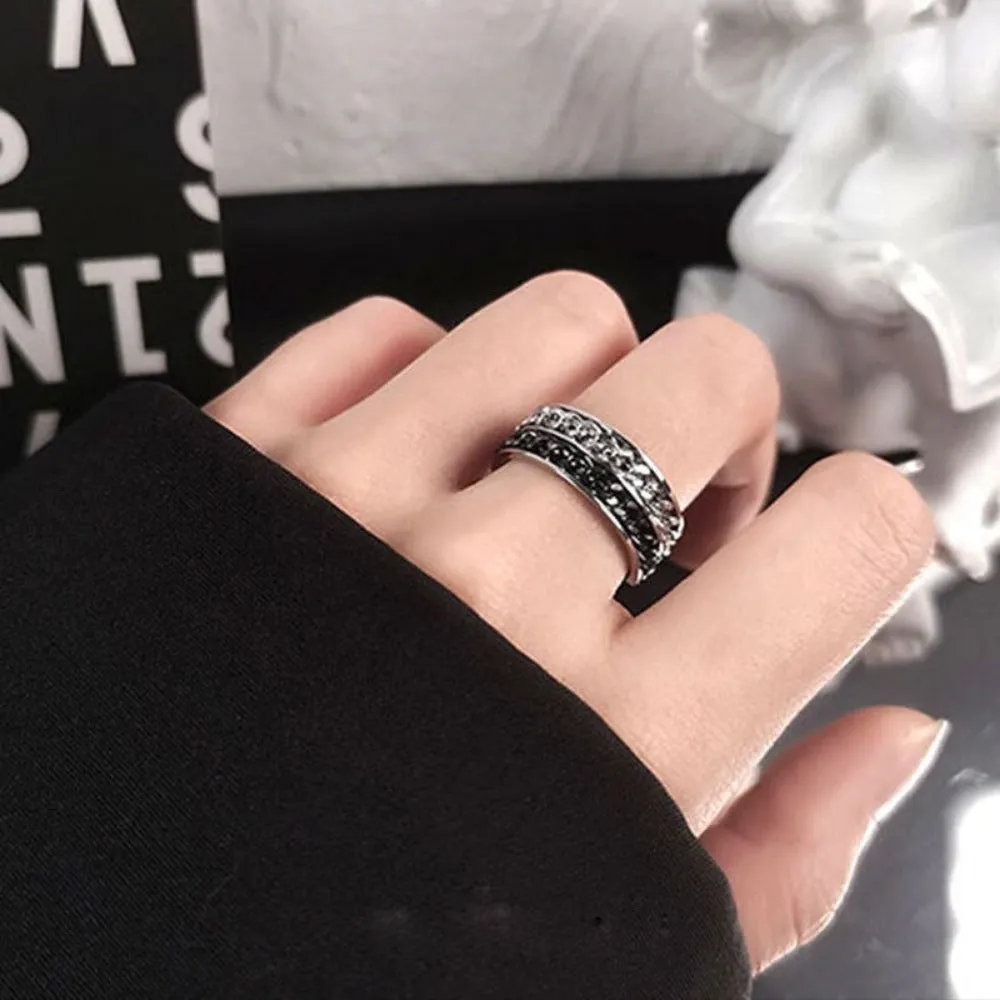 men's women rings stainless color doubled inlayer chains rotating rings ✈️ free.shipping