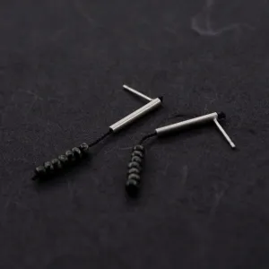 Miyuki bead pendant earrings in silver