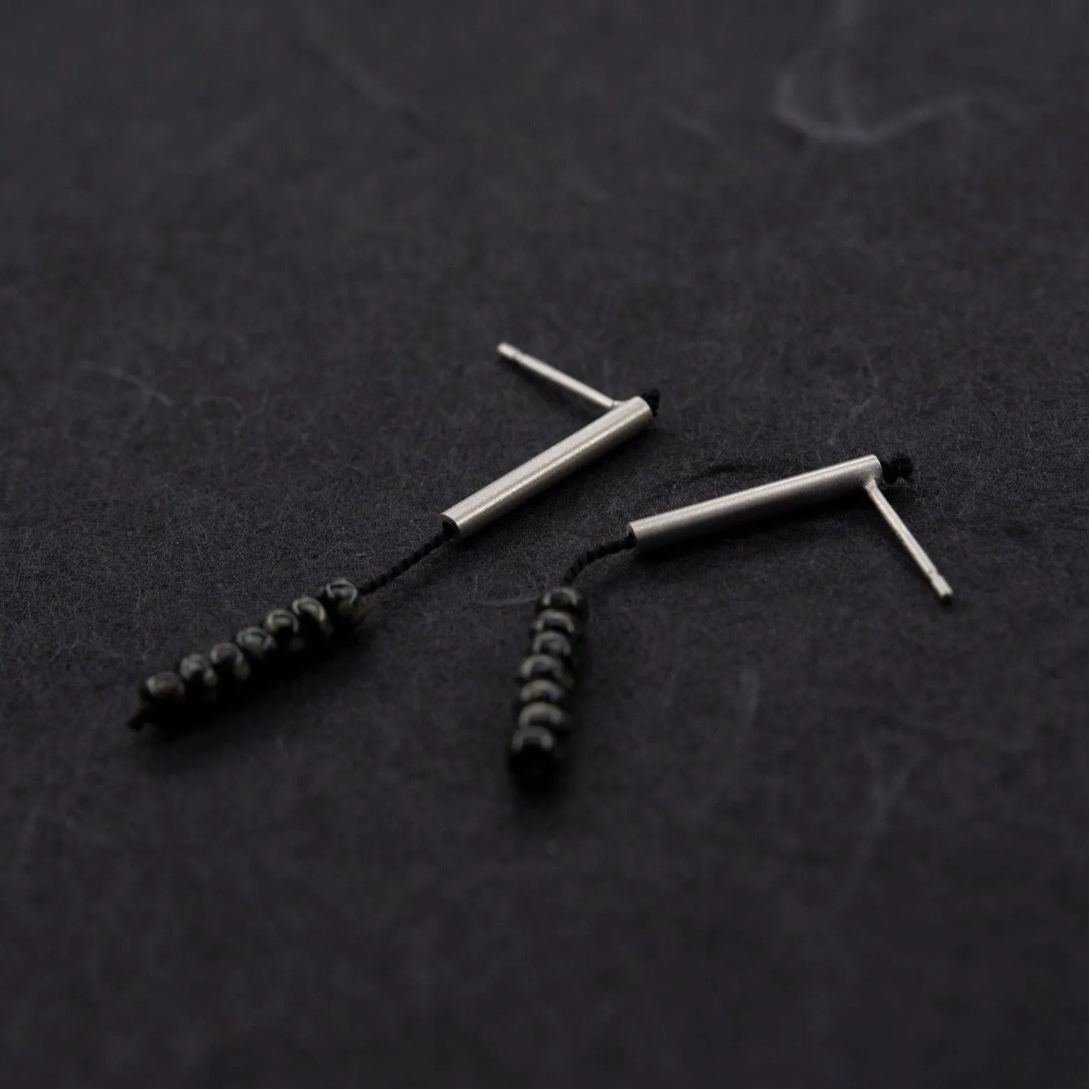 Miyuki bead pendant earrings in silver