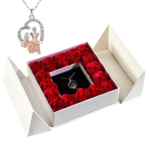 Mom and Daughter Matching Jewelry Necklace /Soap Rose Jewelry Box