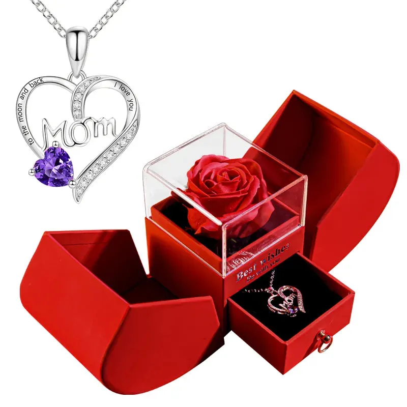 Mom and Daughter Matching Jewelry Pendant Necklace /w Soap Forever Rose Gift Box