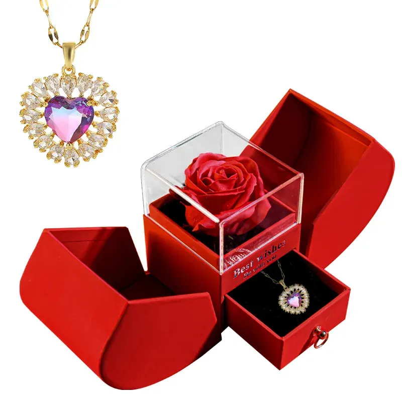 Mom and Daughter Matching Jewelry Pendant Necklace /w Soap Forever Rose Gift Box