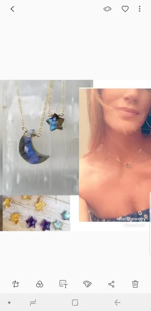 Mommy & Me  labradorite Moon & Star Necklace Set