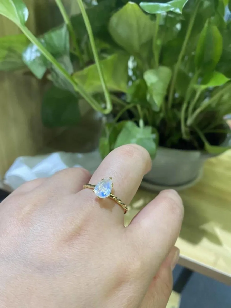 Moonstone Ring Minimalist Ring Gemstone Jewelry Size 7