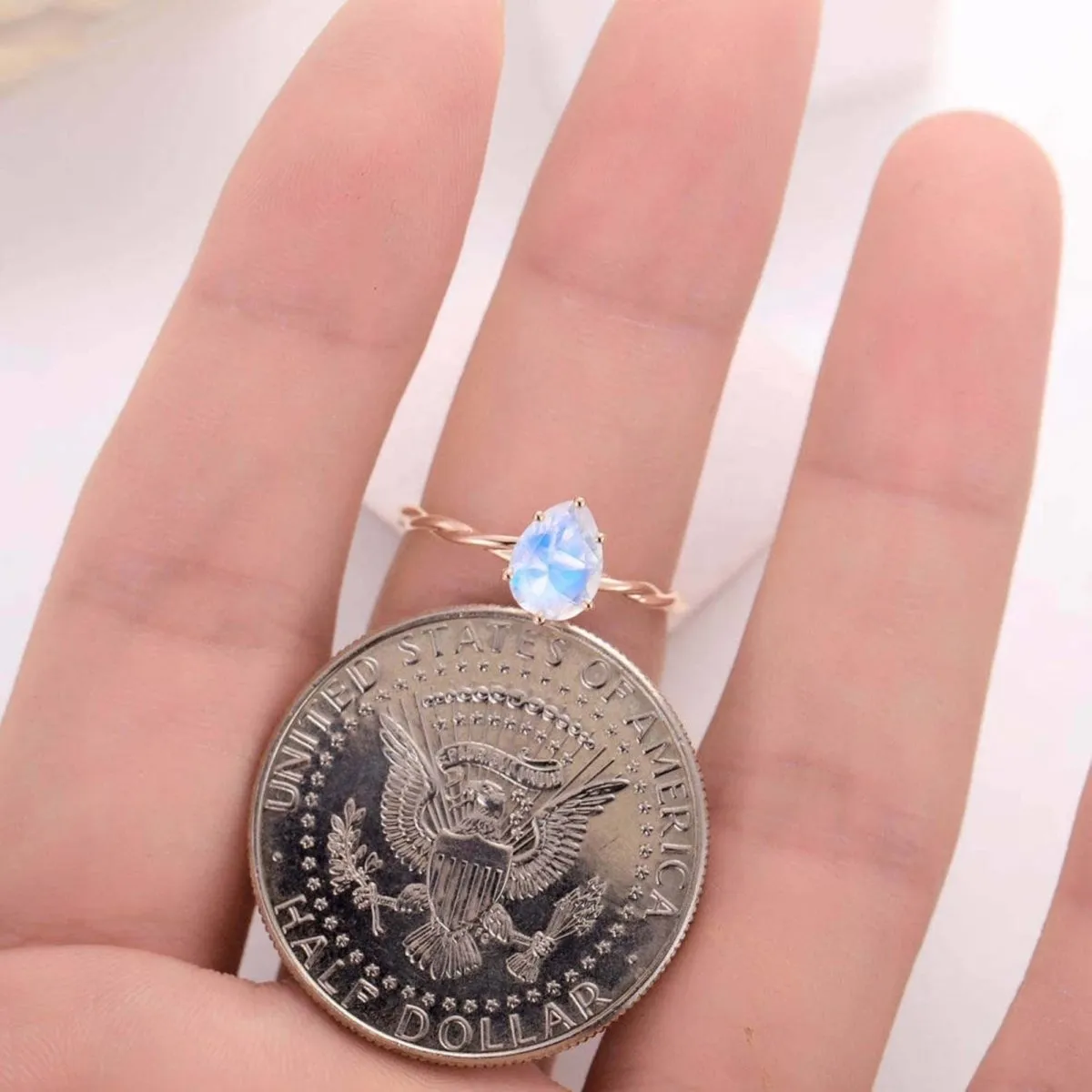 Moonstone Ring Minimalist Ring Gemstone Jewelry Size 7