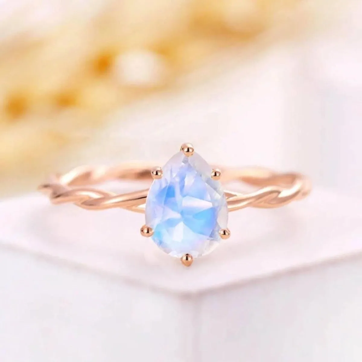Moonstone Ring Minimalist Ring Gemstone Jewelry Size 7